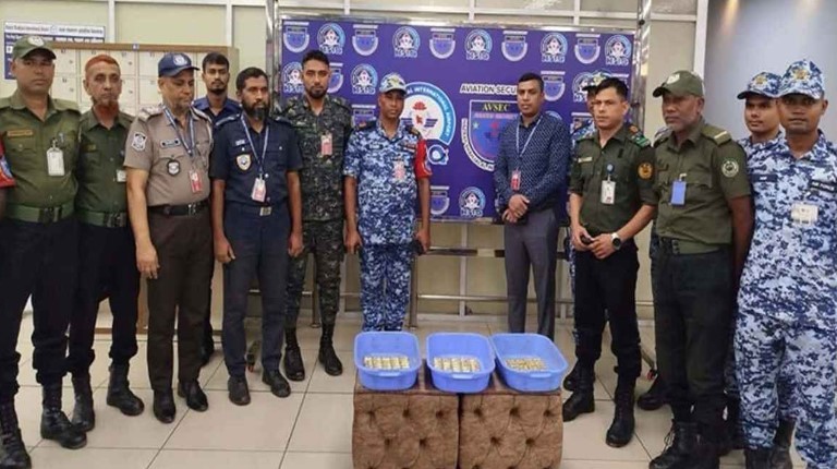 শাহজালাল বিমানবন্দর থেকে ১৯ কেজি সোনা উদ্ধার